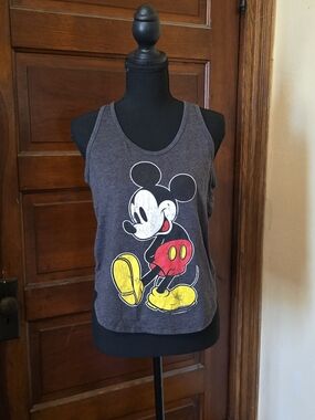 Disney Charcoal Gray Tank Top with Mickey Mouse Graphic